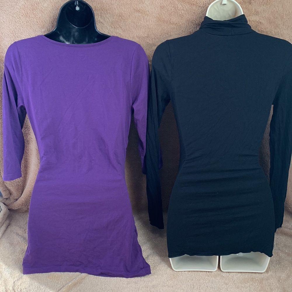 Gap Maternity Set of 2 Tunic Shirts Top S Black/ Purple - Picture 7 of 13